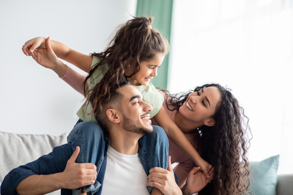 happy family playing